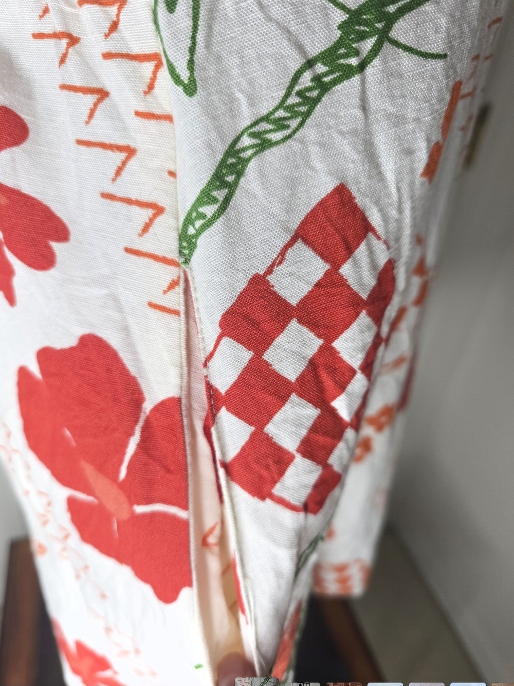Japna White Mini Dress with Red & Green Floral Patchwork - Picture 2 of 7